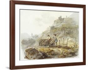 Method of Obtaining Peat from Hills near Mallwyd, C.1792 (W/C, Ink & Pencil on Paper)-Julius Caesar Ibbetson-Framed Giclee Print