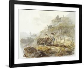 Method of Obtaining Peat from Hills near Mallwyd, C.1792 (W/C, Ink & Pencil on Paper)-Julius Caesar Ibbetson-Framed Giclee Print