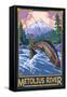 Metolius River Fisherman, Oregon-Lantern Press-Framed Stretched Canvas