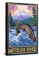 Metolius River Fisherman, Oregon-Lantern Press-Stretched Canvas