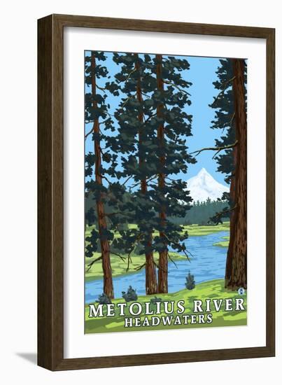 Metolius River Headwaters, Oregon - Lantern Press Original Poster-Lantern Press-Framed Art Print