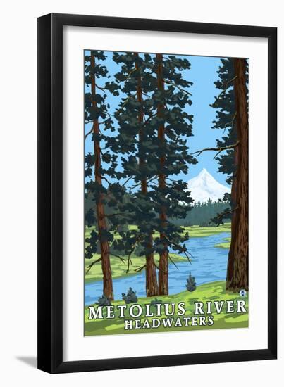 Metolius River Headwaters, Oregon - Lantern Press Original Poster-Lantern Press-Framed Art Print