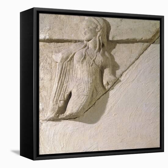 Metope Depicting Dancers, Relief from Heraion Near Paestum, Campania, Italy, Detail-null-Framed Stretched Canvas