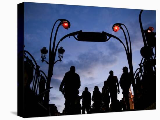 Metro Entrance, Montmartre, Paris, France-Neil Farrin-Stretched Canvas