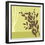 Metro Leaves in Chatreuse II-Erica J. Vess-Framed Art Print