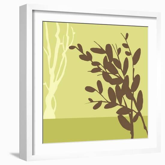 Metro Leaves in Chatreuse II-Erica J. Vess-Framed Art Print