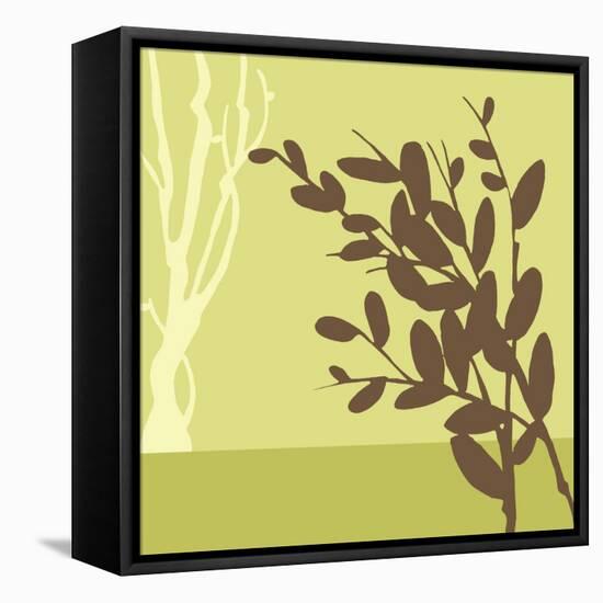 Metro Leaves in Chatreuse II-Erica J. Vess-Framed Stretched Canvas