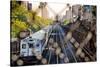Metro North Train Through Fence-null-Stretched Canvas