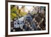 Metro North Train Through Fence-null-Framed Photo