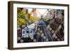 Metro North Train Through Fence-null-Framed Photo