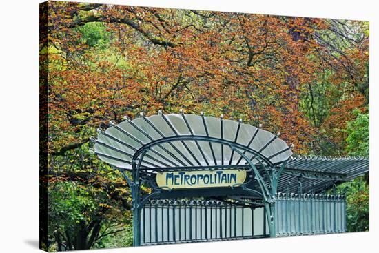 Metro station entrance in autumn, Paris, France-Panoramic Images-Stretched Canvas