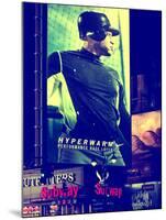 Metro Station in Manhattan with an Advertisement on a Baseball Player by Night - Subway Sign - NYC-Philippe Hugonnard-Mounted Photographic Print