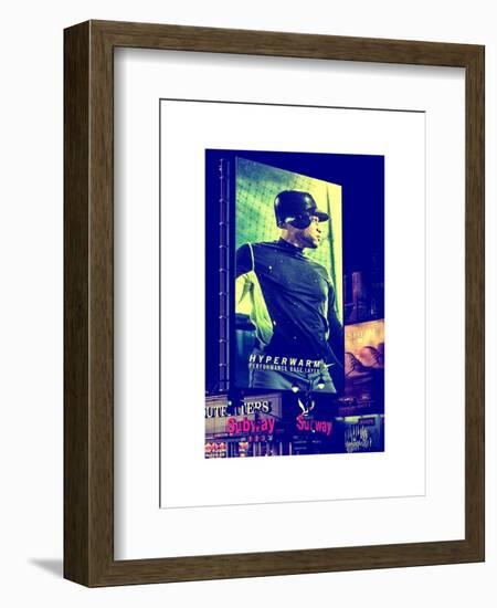 Metro Station in Manhattan with an Advertisement on a Baseball Player by Night - Subway Sign - NYC-Philippe Hugonnard-Framed Art Print