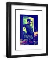 Metro Station in Manhattan with an Advertisement on a Baseball Player by Night - Subway Sign - NYC-Philippe Hugonnard-Framed Art Print