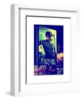 Metro Station in Manhattan with an Advertisement on a Baseball Player by Night - Subway Sign - NYC-Philippe Hugonnard-Framed Art Print