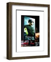 Metro Station in Manhattan with an Advertisement on a Baseball Player by Night - Subway Sign - NYC-Philippe Hugonnard-Framed Art Print