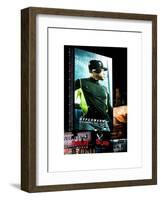 Metro Station in Manhattan with an Advertisement on a Baseball Player by Night - Subway Sign - NYC-Philippe Hugonnard-Framed Art Print