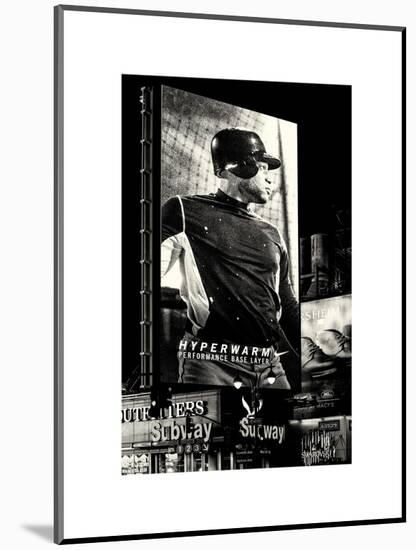 Metro Station in Manhattan with an Advertisement on a Baseball Player by Night - Subway Sign - NYC-Philippe Hugonnard-Mounted Art Print