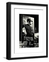 Metro Station in Manhattan with an Advertisement on a Baseball Player by Night - Subway Sign - NYC-Philippe Hugonnard-Framed Art Print