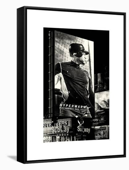 Metro Station in Manhattan with an Advertisement on a Baseball Player by Night - Subway Sign - NYC-Philippe Hugonnard-Framed Stretched Canvas