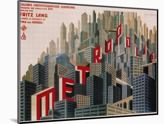 Metropolis, French Movie Poster, 1926-null-Mounted Art Print