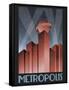 Metropolis Retro Travel Poster-null-Framed Stretched Canvas