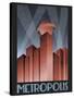 Metropolis Retro Travel Poster-null-Stretched Canvas