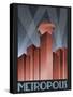 Metropolis Retro Travel Poster-null-Stretched Canvas