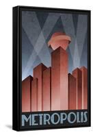 Metropolis Retro Travel Poster-null-Framed Stretched Canvas