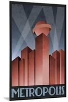 Metropolis Retro Travel Poster-null-Mounted Poster