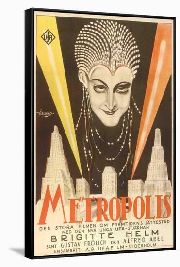 Metropolis, Swedish Movie Poster, 1926-null-Framed Stretched Canvas