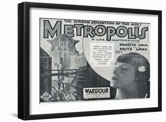 Metropolis, UK Movie Poster, 1926-null-Framed Art Print