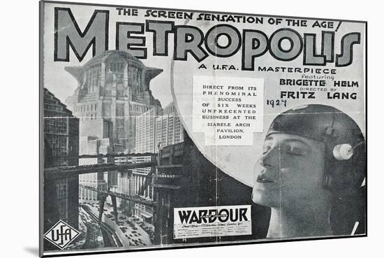 Metropolis, UK Movie Poster, 1926-null-Mounted Art Print