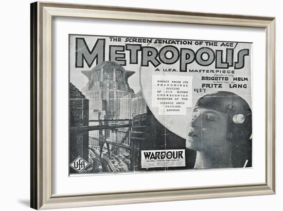 Metropolis, UK Movie Poster, 1926-null-Framed Art Print