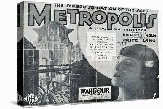 Metropolis, UK Movie Poster, 1926-null-Stretched Canvas