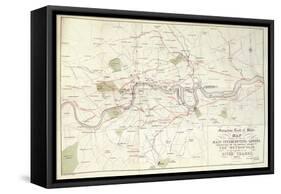 Metropolitan Board of Works Map of Bazalgette's Plan for the Lines of Main Intercepting Sewers,…-null-Framed Stretched Canvas