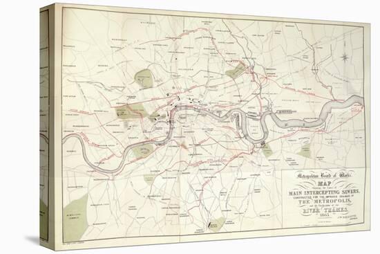 Metropolitan Board of Works Map of Bazalgette's Plan for the Lines of Main Intercepting Sewers,…-null-Stretched Canvas