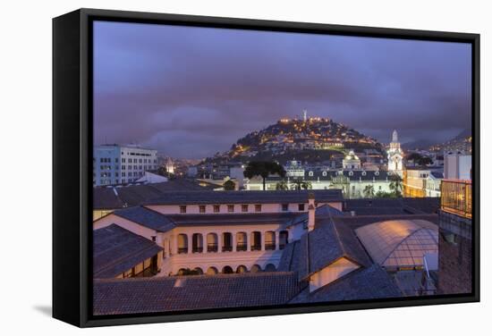 Metropolitan Cathedral and the Panecillo Hill at Night-Gabrielle and Michael Therin-Weise-Framed Stretched Canvas