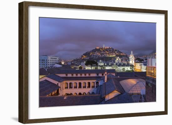 Metropolitan Cathedral and the Panecillo Hill at Night-Gabrielle and Michael Therin-Weise-Framed Photographic Print