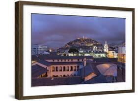 Metropolitan Cathedral and the Panecillo Hill at Night-Gabrielle and Michael Therin-Weise-Framed Photographic Print