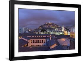 Metropolitan Cathedral and the Panecillo Hill at Night-Gabrielle and Michael Therin-Weise-Framed Photographic Print