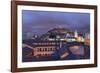 Metropolitan Cathedral and the Panecillo Hill at Night-Gabrielle and Michael Therin-Weise-Framed Photographic Print