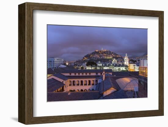 Metropolitan Cathedral and the Panecillo Hill at Night-Gabrielle and Michael Therin-Weise-Framed Photographic Print