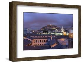 Metropolitan Cathedral and the Panecillo Hill at Night-Gabrielle and Michael Therin-Weise-Framed Photographic Print