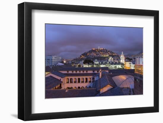 Metropolitan Cathedral and the Panecillo Hill at Night-Gabrielle and Michael Therin-Weise-Framed Photographic Print