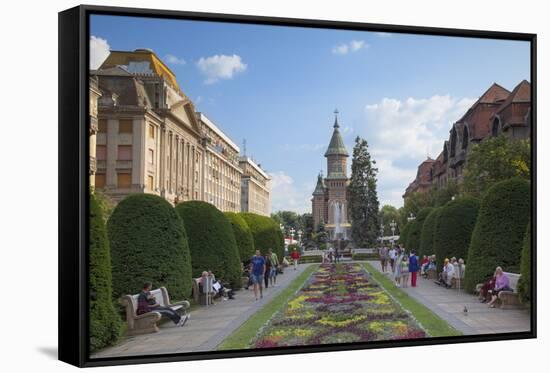 Metropolitan Cathedral in Piata Victoriei, Timisoara, Banat, Romania, Europe-Ian Trower-Framed Stretched Canvas