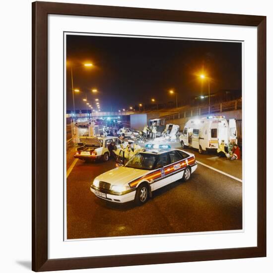 Metropolitan Police Car at the Scene of a Road Traffic Accident-null-Framed Photographic Print