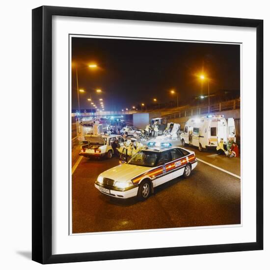 Metropolitan Police Car at the Scene of a Road Traffic Accident-null-Framed Photographic Print