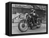 Metropolitan Police Officer on a Triumph Motorcycle During World War II-null-Framed Stretched Canvas