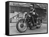 Metropolitan Police Officer on a Triumph Motorcycle During World War II-null-Framed Stretched Canvas